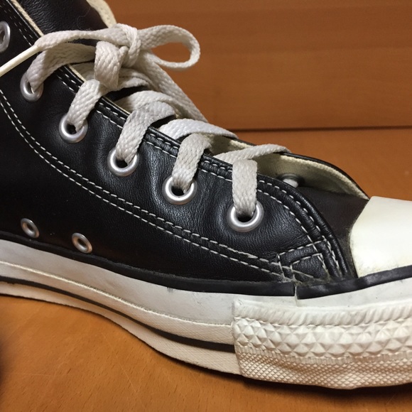 Made in USA Converse Black Leather Size 6.5 - Picture 12 of 15